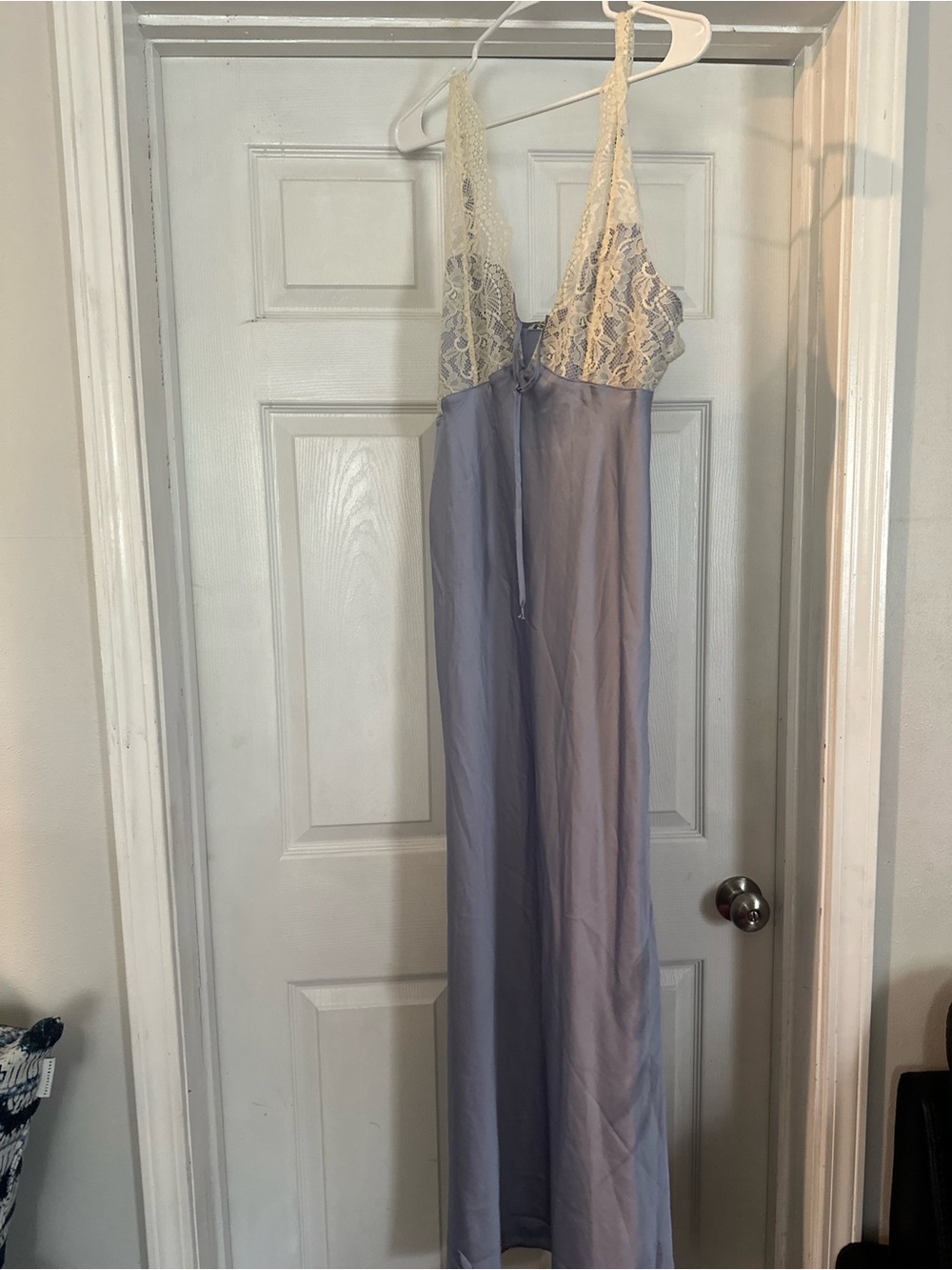 Free People Lavender Slip Maxi with Cream Lace Bodice